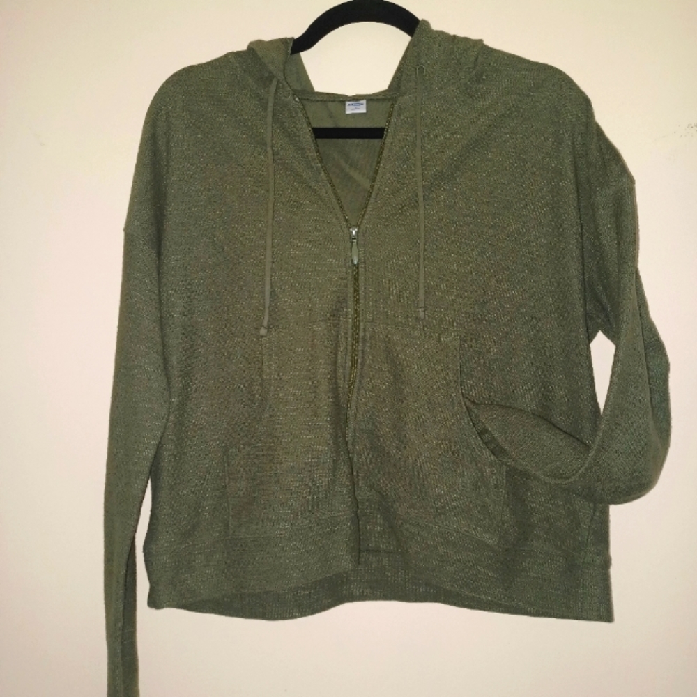Lightweight Textures Full-zip Hoodie with pockets Green Olive "Alpine Tundra"